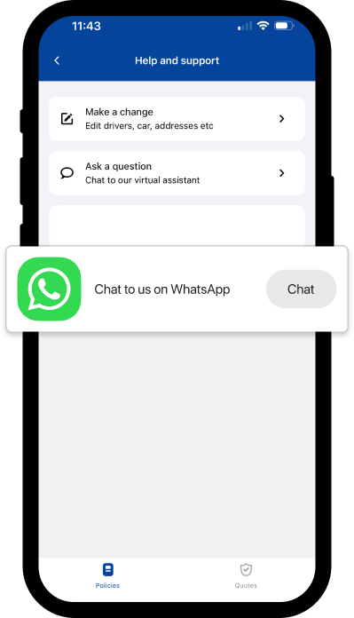 churchill app help and support screen